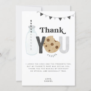 Milk & Cookies Birthday Party Thank You Card