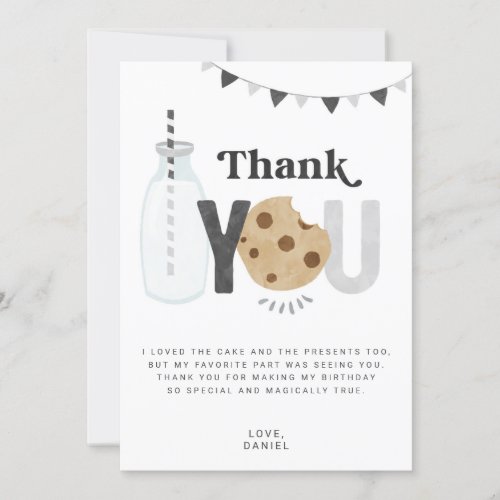 Milk  Cookies Birthday Party Thank You Card
