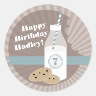 Milk Cookies Birthday Sticker Chocolate Chip Blue