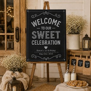 Milk & Cookies Chalkboard Birthday Welcome Sign