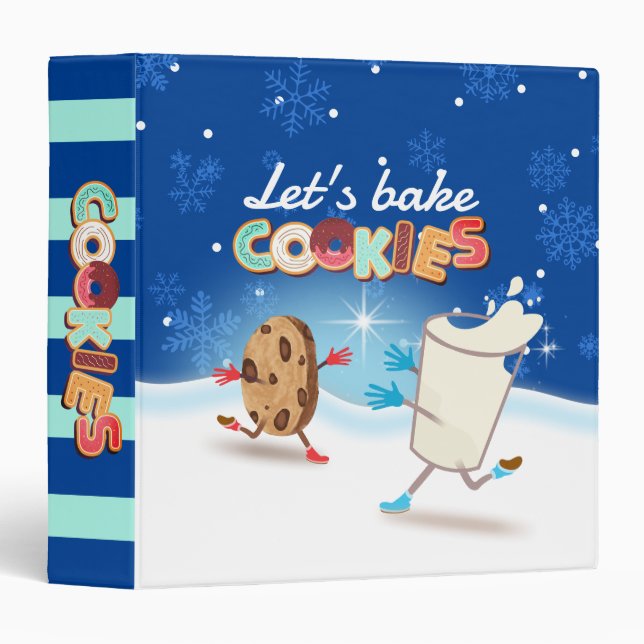 Milk cookies Christmas baking cookbook recipe 3 Ring Binder (Front/Spine)