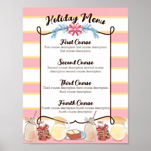 Milk cookies Christmas dinner party catering menu Poster