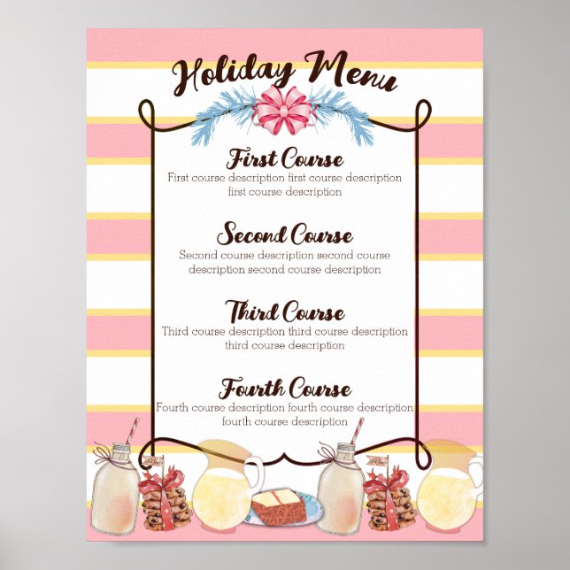 Milk cookies Christmas dinner party catering menu Poster (Front)