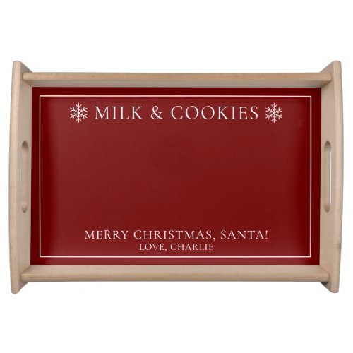 Milk  Cookies for Santa Red Christmas Serving Tray