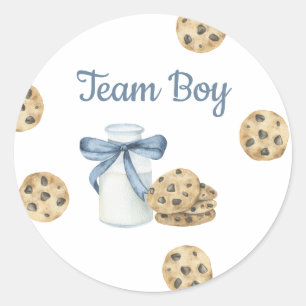 Milk & Cookies Gender Reveal - Team Boy Classic Round Sticker