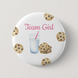 Milk & Cookies Gender Reveal - Team Girl Button