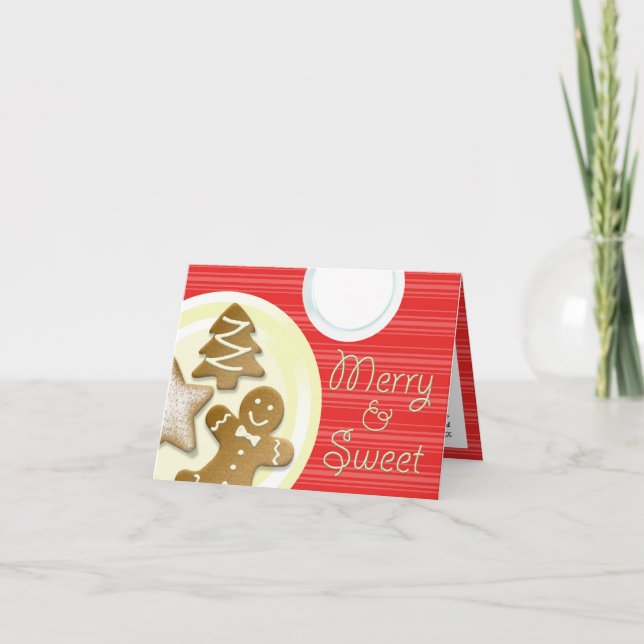 Milk cookies merry & sweet red stripes holiday card (Front)