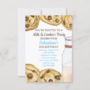Milk & Cookie's Party Birthday Invitation