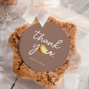 Milk & Cookies Party Brown Chocolate Thank You Classic Round Sticker