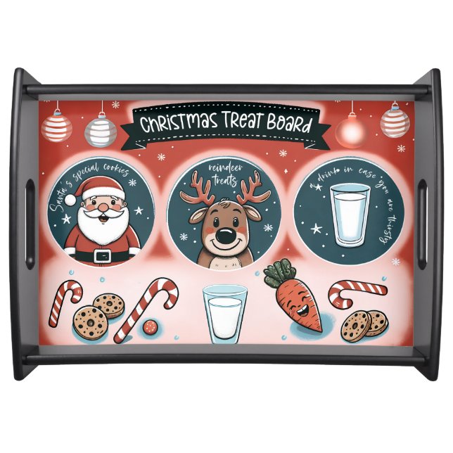 Milk, Cookies & Reindeer Snacks Holiday Serving Pl Tray (Front)