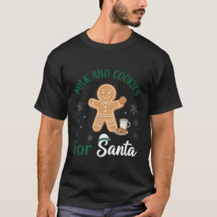 Milk Cookies Santa Christmas Gingerbread Man Plate T-Shirt