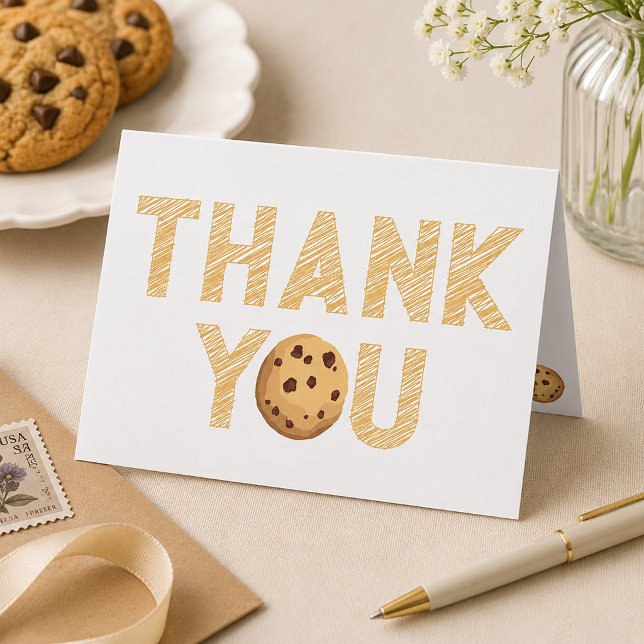 Milk & Cookies Thank You Card – Chocolate Chip Coo (Cookie Thank You Card)