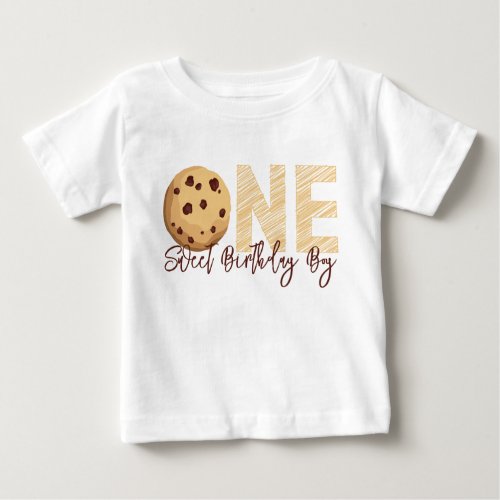 Milk  Cookies Theme One Sweet Birthday Boy Baby T_Shirt