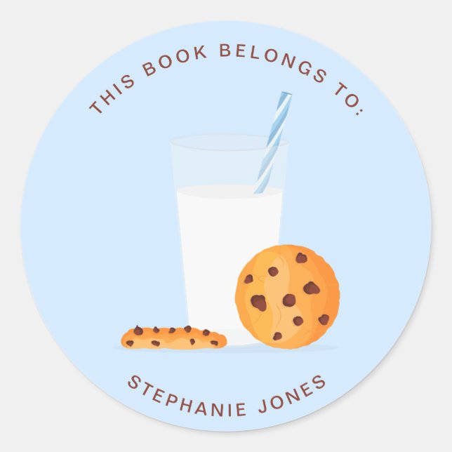 Milk & Cookies This Book Belongs to Classic Round Sticker (Front)