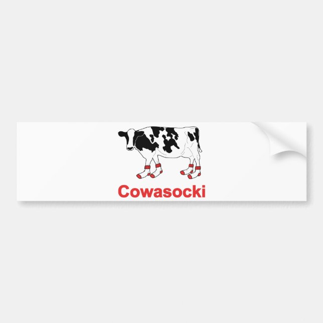 Milk Cow in Socks - Cowasocki Cow A Socky Bumper Sticker (Front)