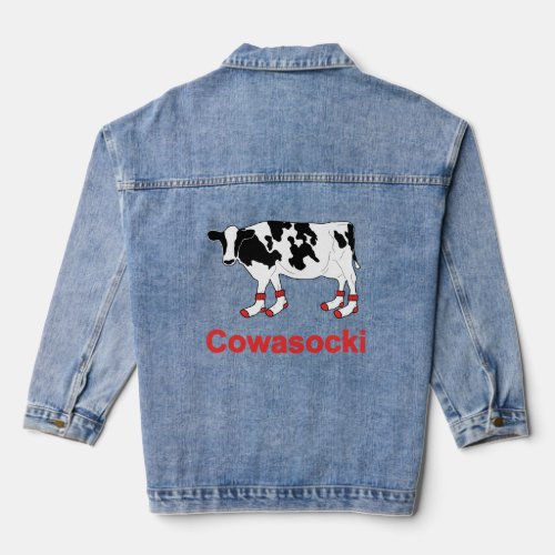 Milk Cow in Socks _ Cowasocki Cow A Socky  Denim Jacket