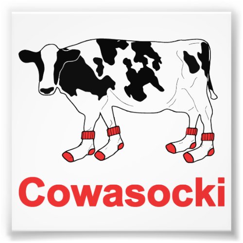 Milk Cow in Socks _ Cowasocki Cow A Socky Photo Print