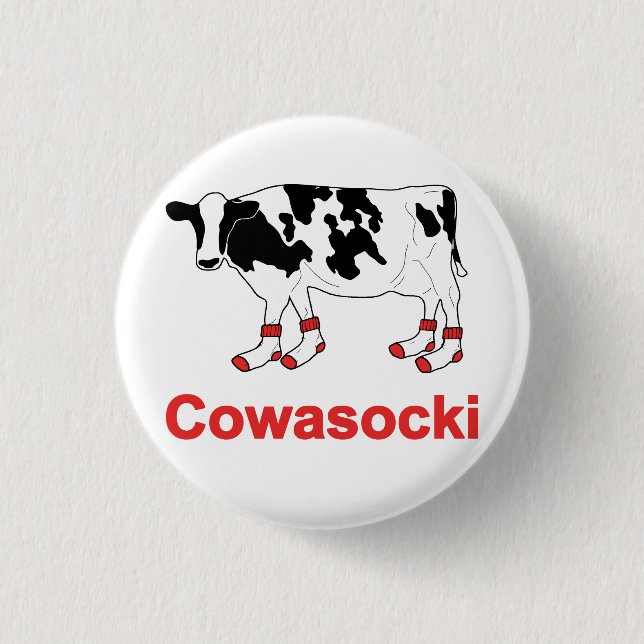 Milk Cow in Socks - Cowasocki Cow A Socky Pinback Button (Front)