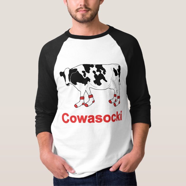 Milk Cow in Socks - Cowasocki Cow A Socky T-Shirt (Front)