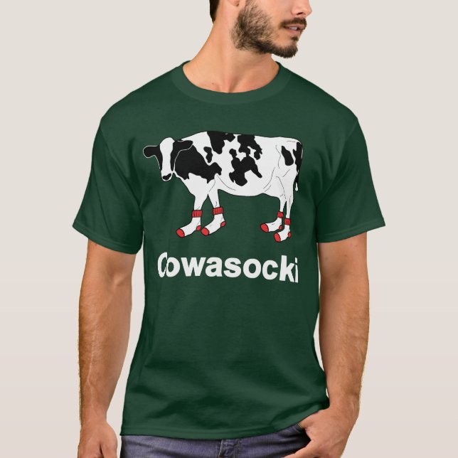 Milk Cow in Socks - Cowasocki Cow A Socky T-Shirt (Front)