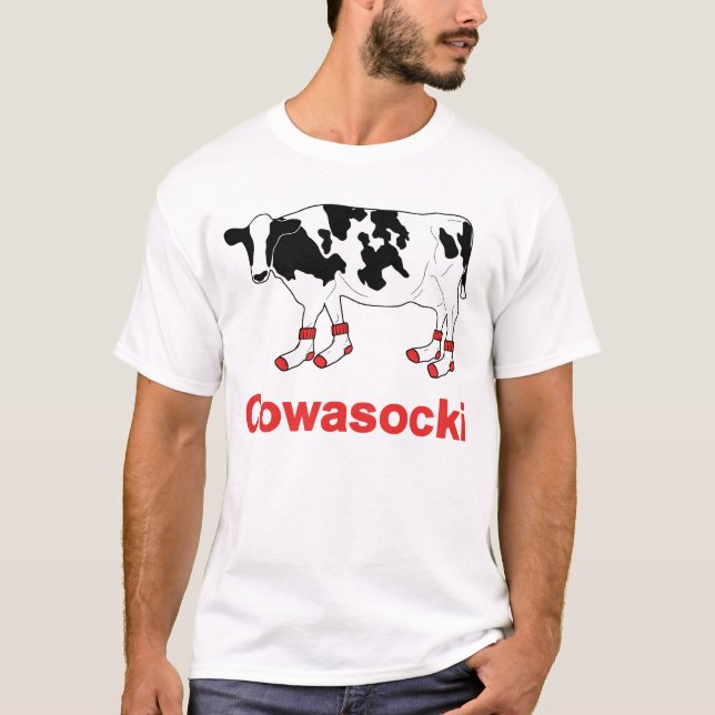 Milk Cow in Socks - Cowasocki Cow A Socky T-Shirt (Front)