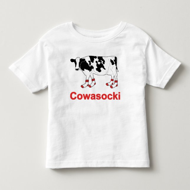 Milk Cow in Socks - Cowasocki Cow A Socky Toddler T-shirt (Front)