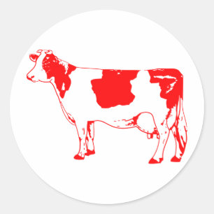 Milk Cow Silhouette Beef Cattle Moo Bull Steer Classic Round Sticker