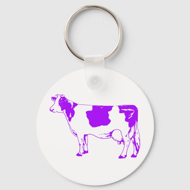 Milk Cow Silhouette Beef Cattle Moo Bull Steer Keychain (Front)