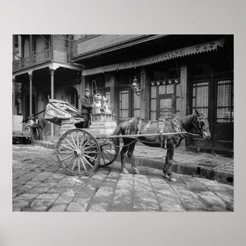 Milk Delivery Cart 1903 Vintage Photo Poster