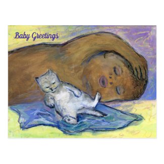 Milk Drunk Babies Greeting Custom Cat Postcards