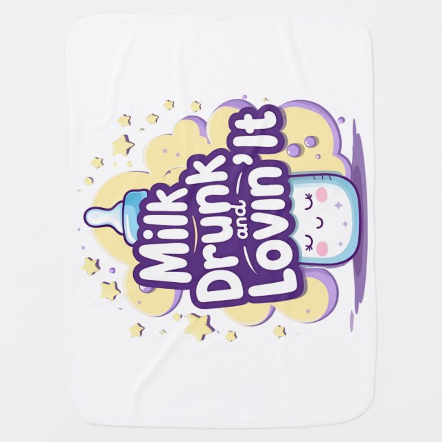 Milk Drunk Funny Baby Blanket (Front)