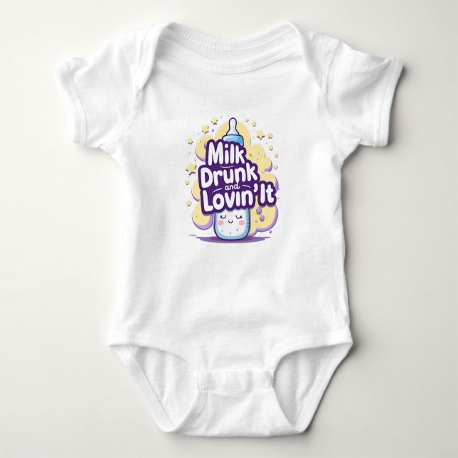 Milk Drunk Funny Baby Bodysuit (Front)