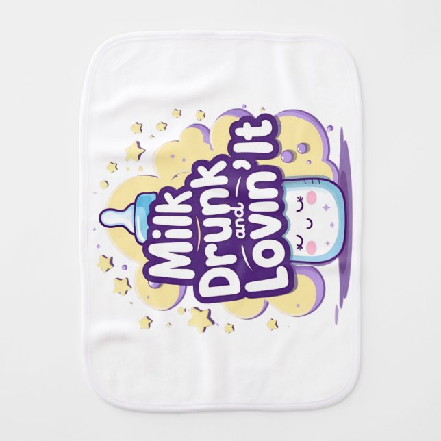 Milk Drunk Funny Baby Burp Cloth (Front)