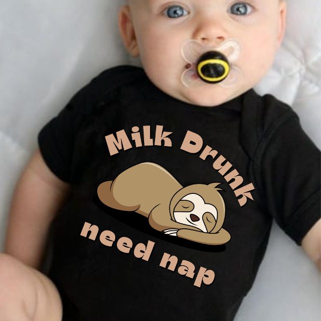 Milk Drunk Need Nap Funny Baby Bodysuit (Creator Uploaded)