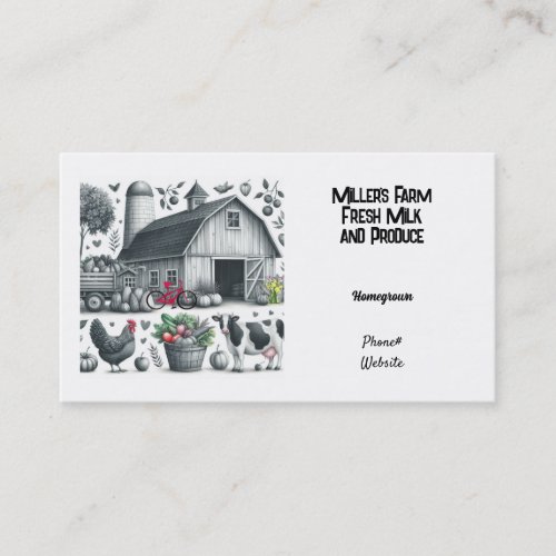 Milk Eggs and Produce Farm Business Card
