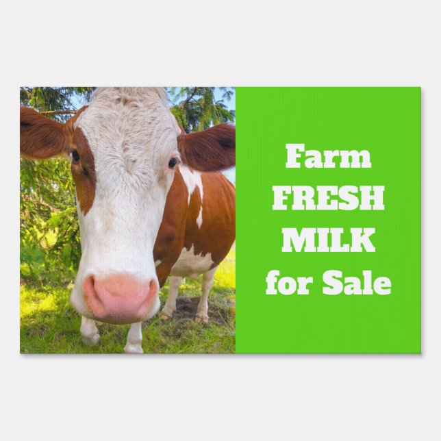 Milk for Sale Cow Farm Animal Sign (Front)