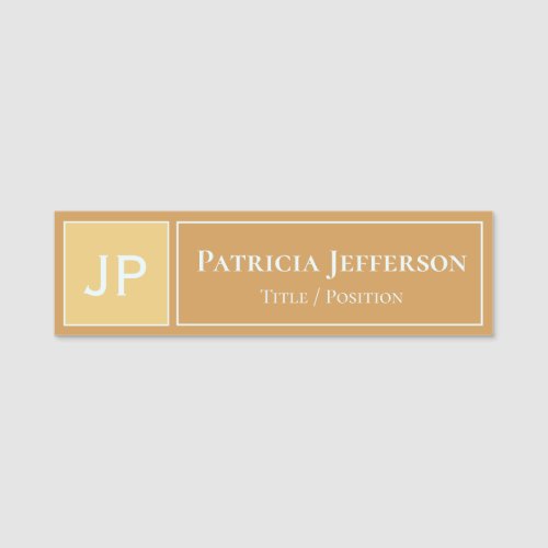 Milk  Honey Brown Tones Professional Monogrammed Name Tag