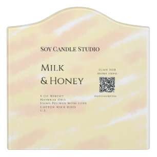 Milk honey soy candle business add q r code tex door sign