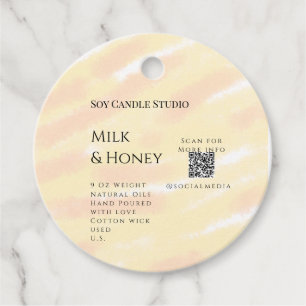 Milk honey soy candle business add q r code tex favor tags