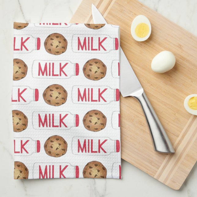 Milk Jug Chocolate Chip Cookies Snack Food Foodie Kitchen Towel (Quarter Fold)