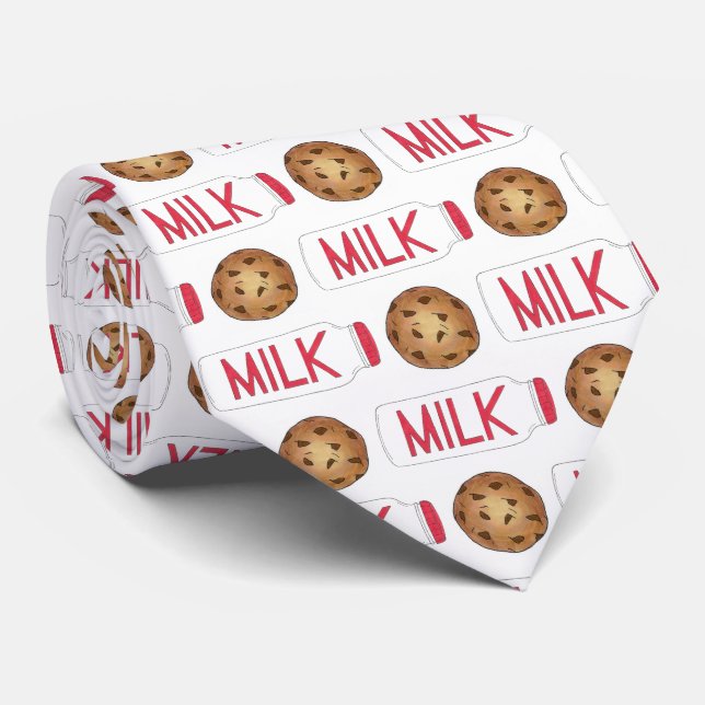 Milk Jug Chocolate Chip Cookies Snack Food Foodie Neck Tie (Rolled)