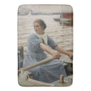Milk Maid on a Rowing Boat (by Albert Edelfelt) Bath Mat