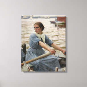 Milk Maid on a Rowing Boat (by Albert Edelfelt) Canvas Print