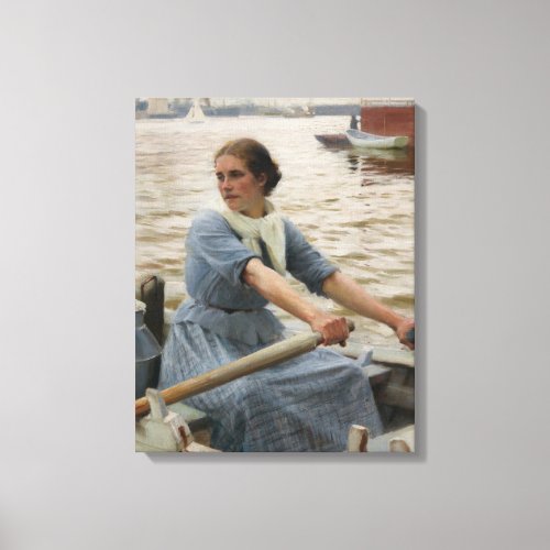 Milk Maid on a Rowing Boat by Albert Edelfelt Canvas Print