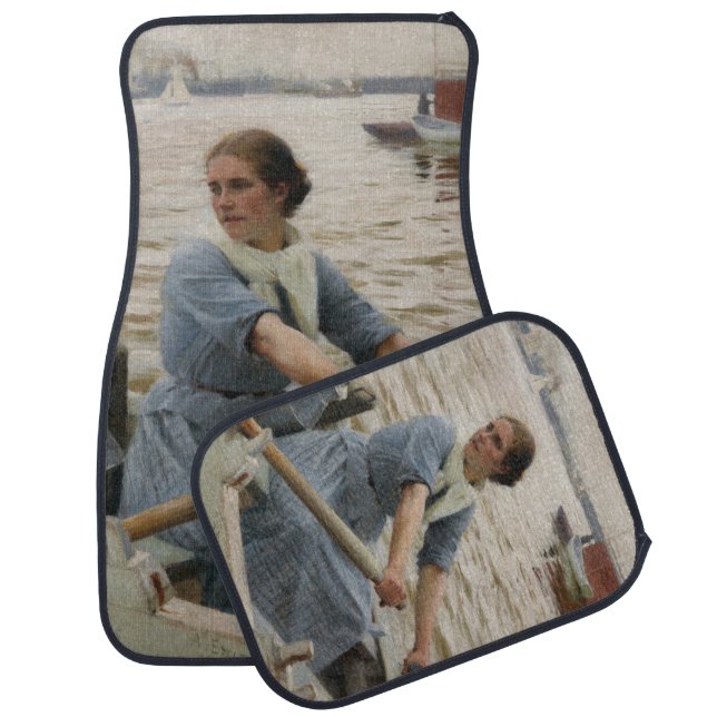 Milk Maid on a Rowing Boat (by Albert Edelfelt) Car Floor Mat (Set)