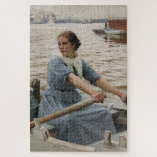 Milk Maid on a Rowing Boat by Albert Edelfelt Jigsaw Puzzle
