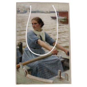 Milk Maid on a Rowing Boat (by Albert Edelfelt) Medium Gift Bag