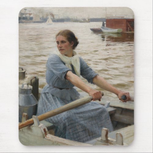 Milk Maid on a Rowing Boat by Albert Edelfelt Mouse Pad