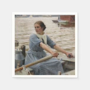 Milk Maid on a Rowing Boat (by Albert Edelfelt) Napkins