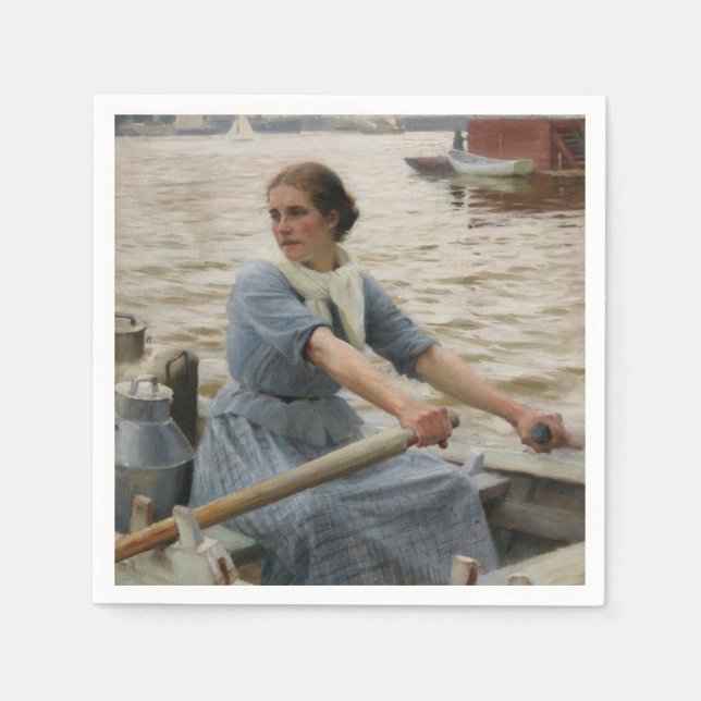 Milk Maid on a Rowing Boat (by Albert Edelfelt) Napkins (Front)